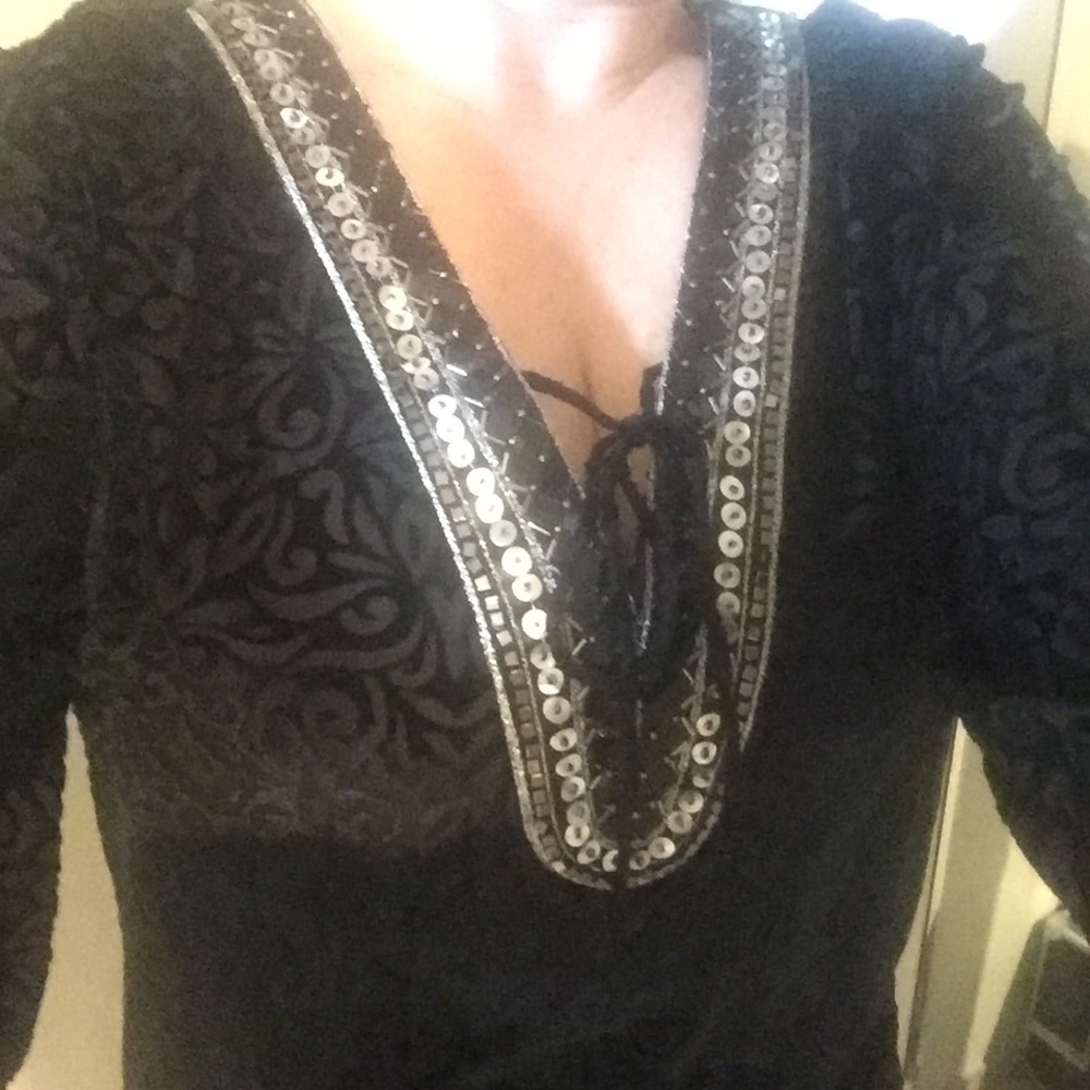 Peck & Peck Black Tunic with Silver Accents